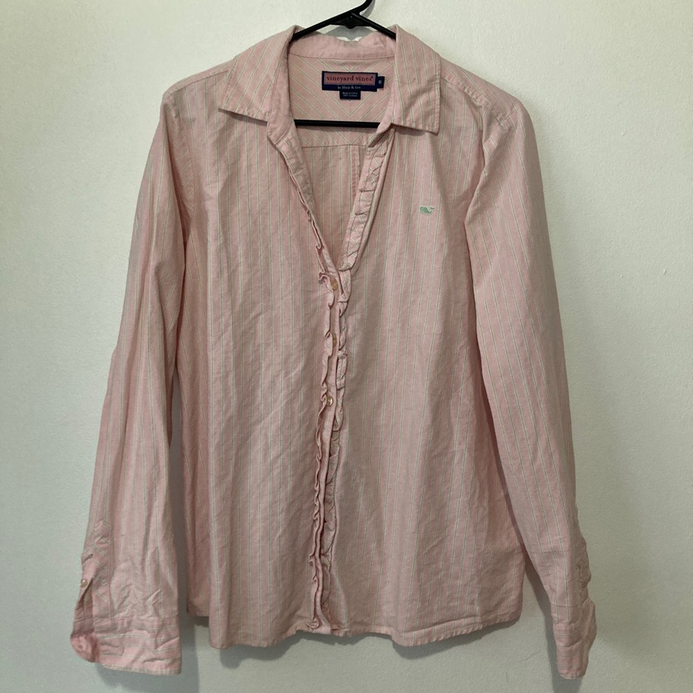 Vineyard Vines Button down pink white stripe size 16